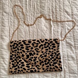Urban Expressions Leopard Print Envelope Clutch with Chain Strap